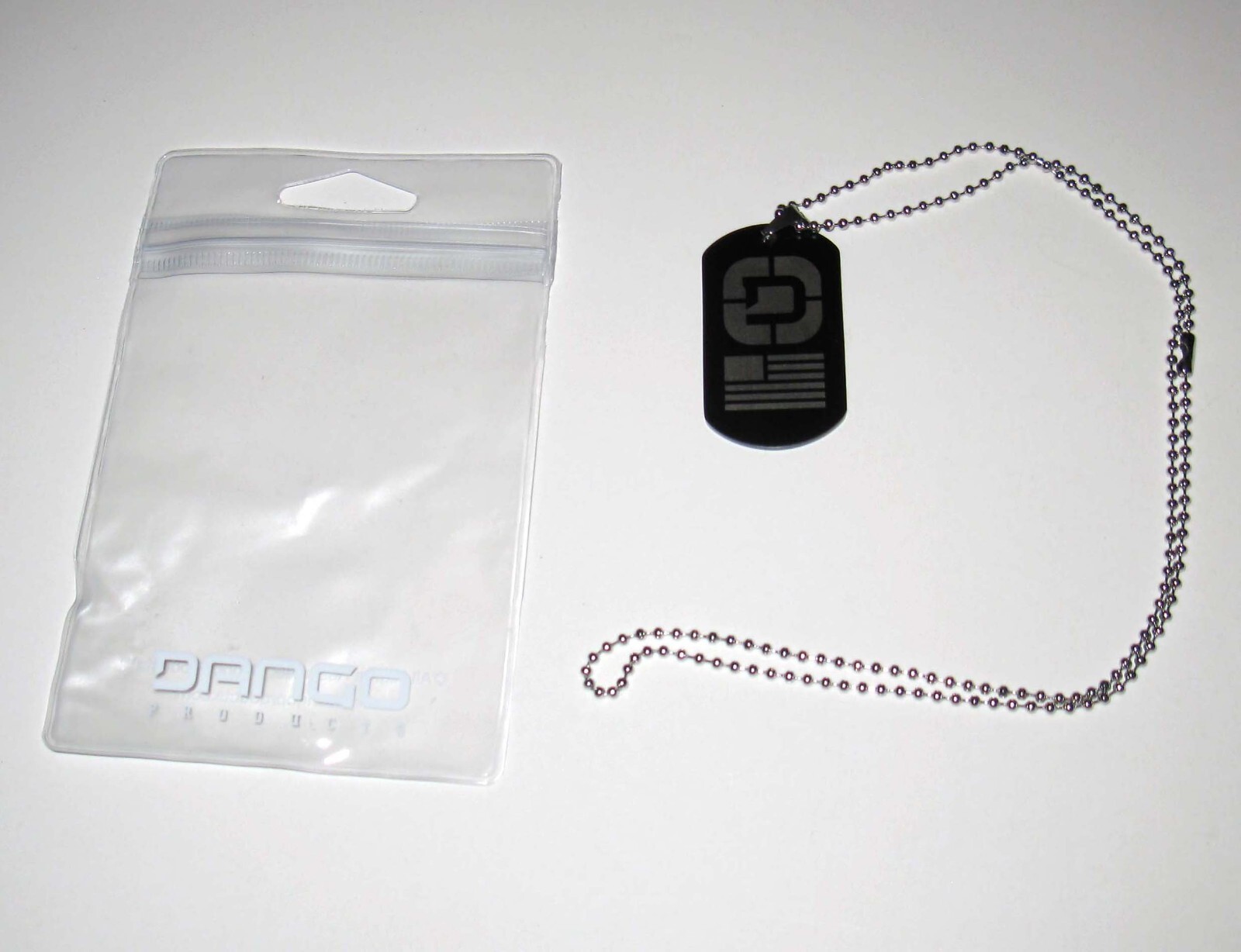 NEW Dango Products USA Dog Tag With Chain Heavy Duty Black Aluminum w Chain EDC