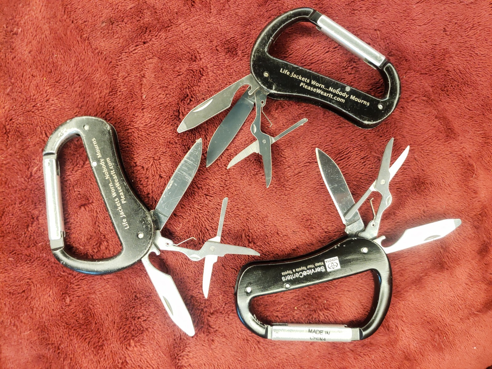 Lot 3 Black Carabiner Multitool with advertising