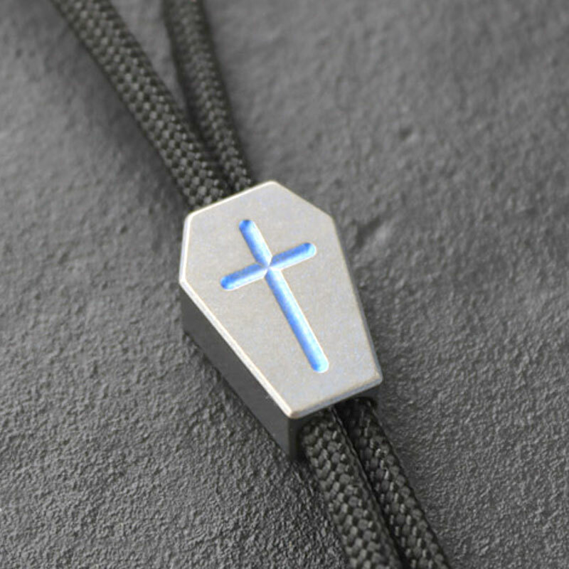New TC4 Titanium Cross Mark Parachute Cord Bead Keychain Pendant Lanyard DIY