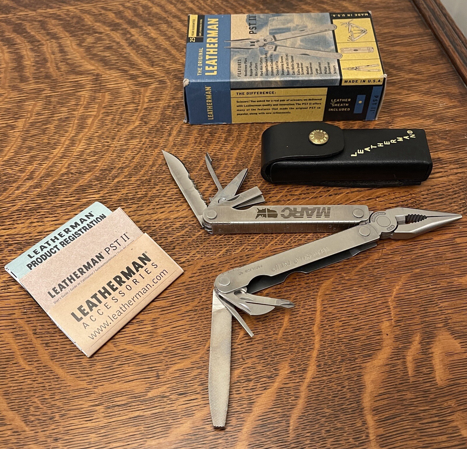 NOS 1998 RARE THE ORIGINAL NEW LEATHERMAN PST II MULTI-TOOL “MINTY” CUSTOM ETCH