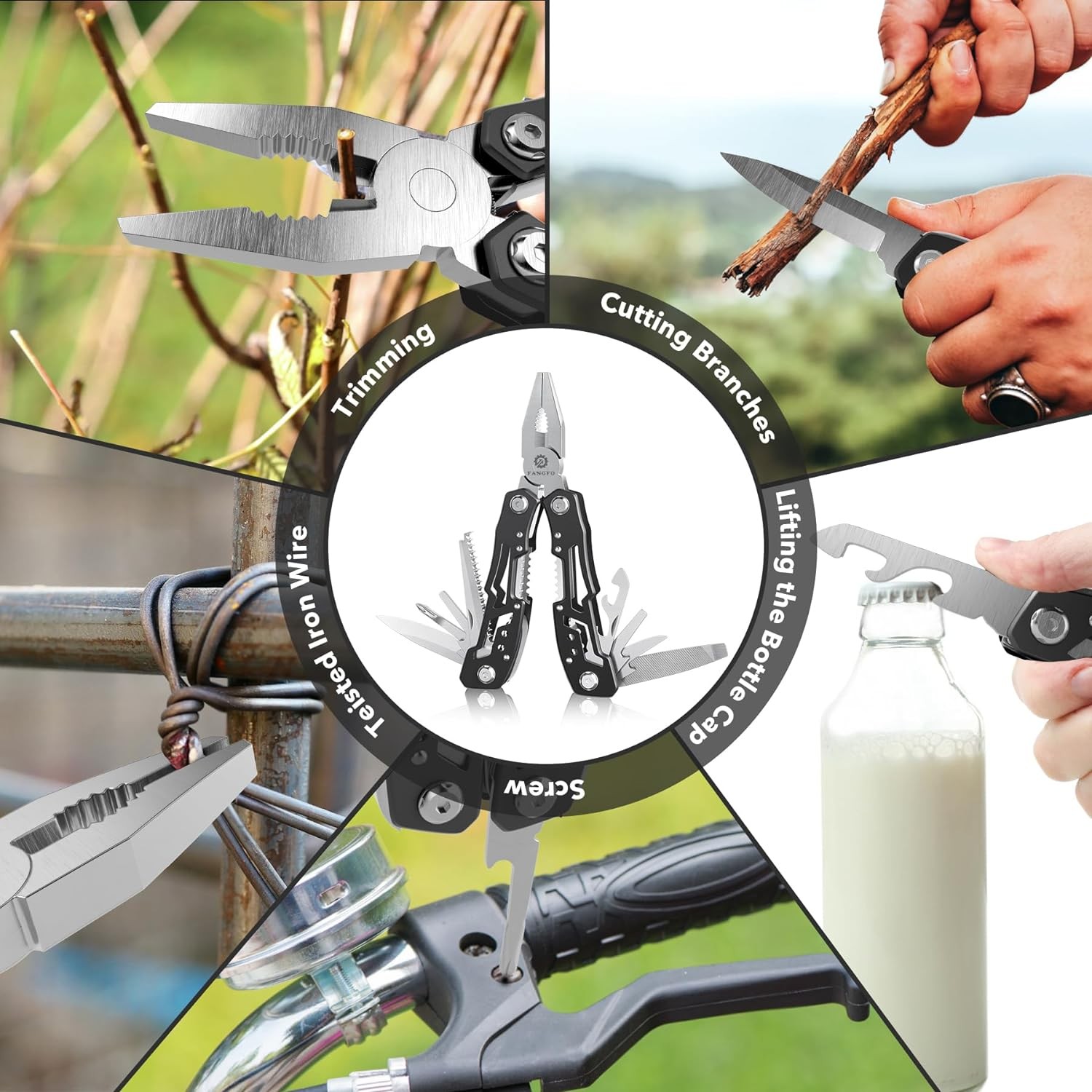 14-in-1 Stainless Steel Multitool with Safety Locking, Pocket Plier Set
