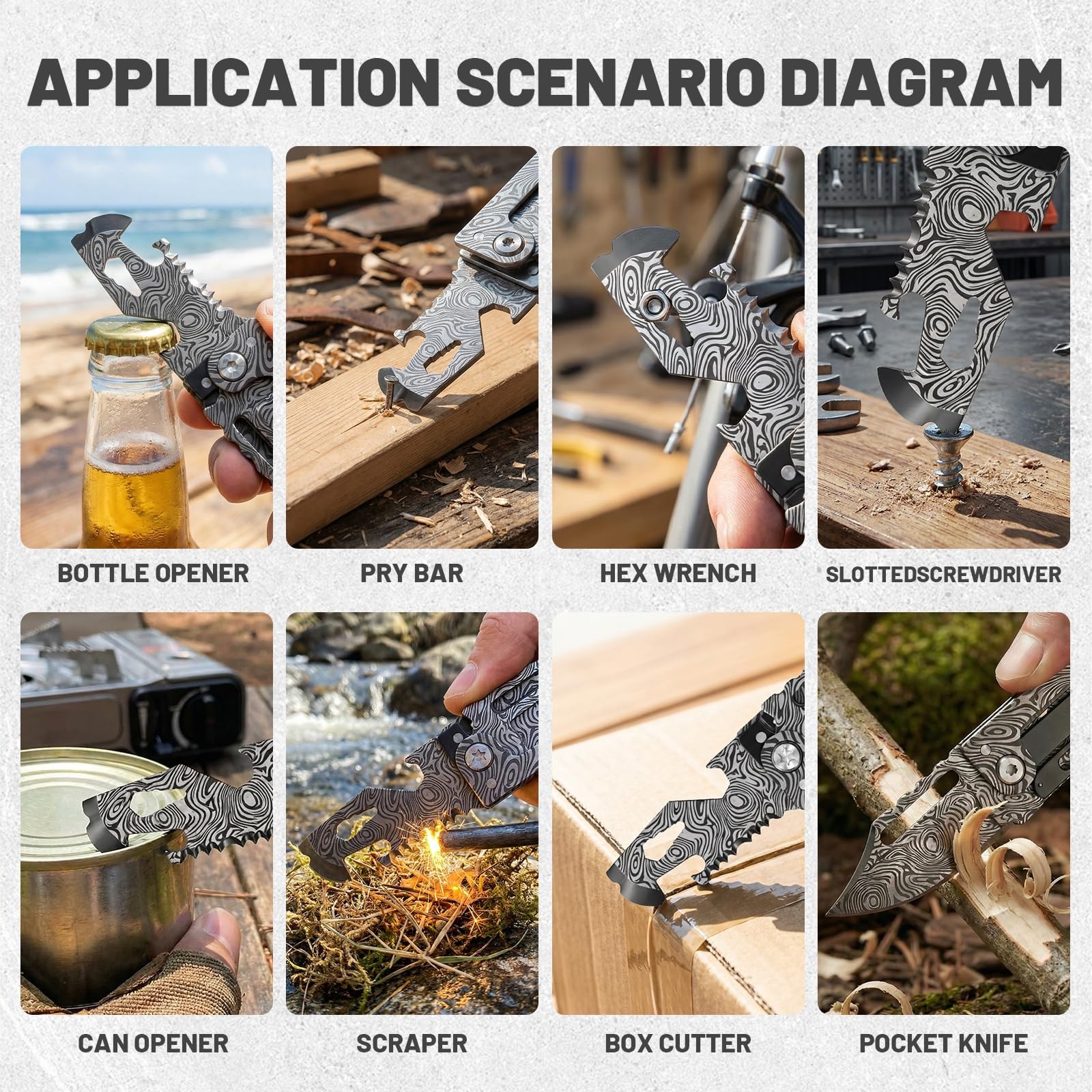 Versatile 9-in-1 Mini Multitool Knife for Camping, Hiking, Outdoor Use