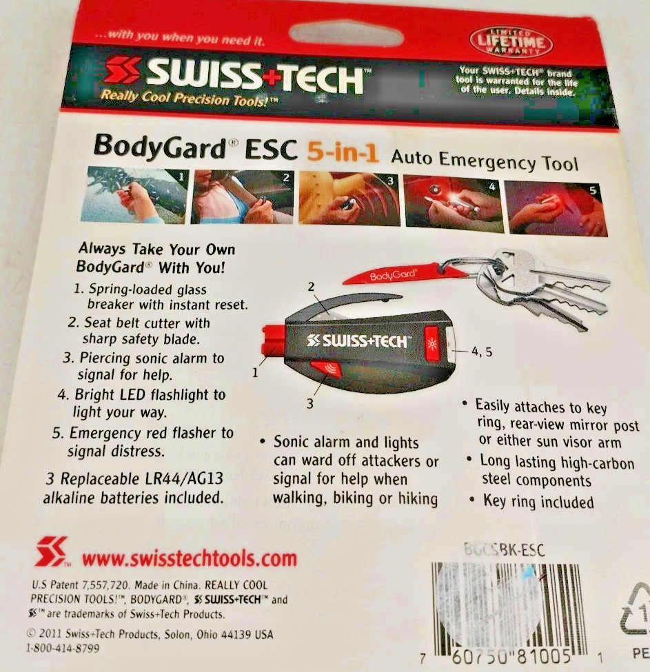 SWISS+TECH BODYGARD ESC 5-IN-1 Automobile Emergency Escape Tool SEALED
