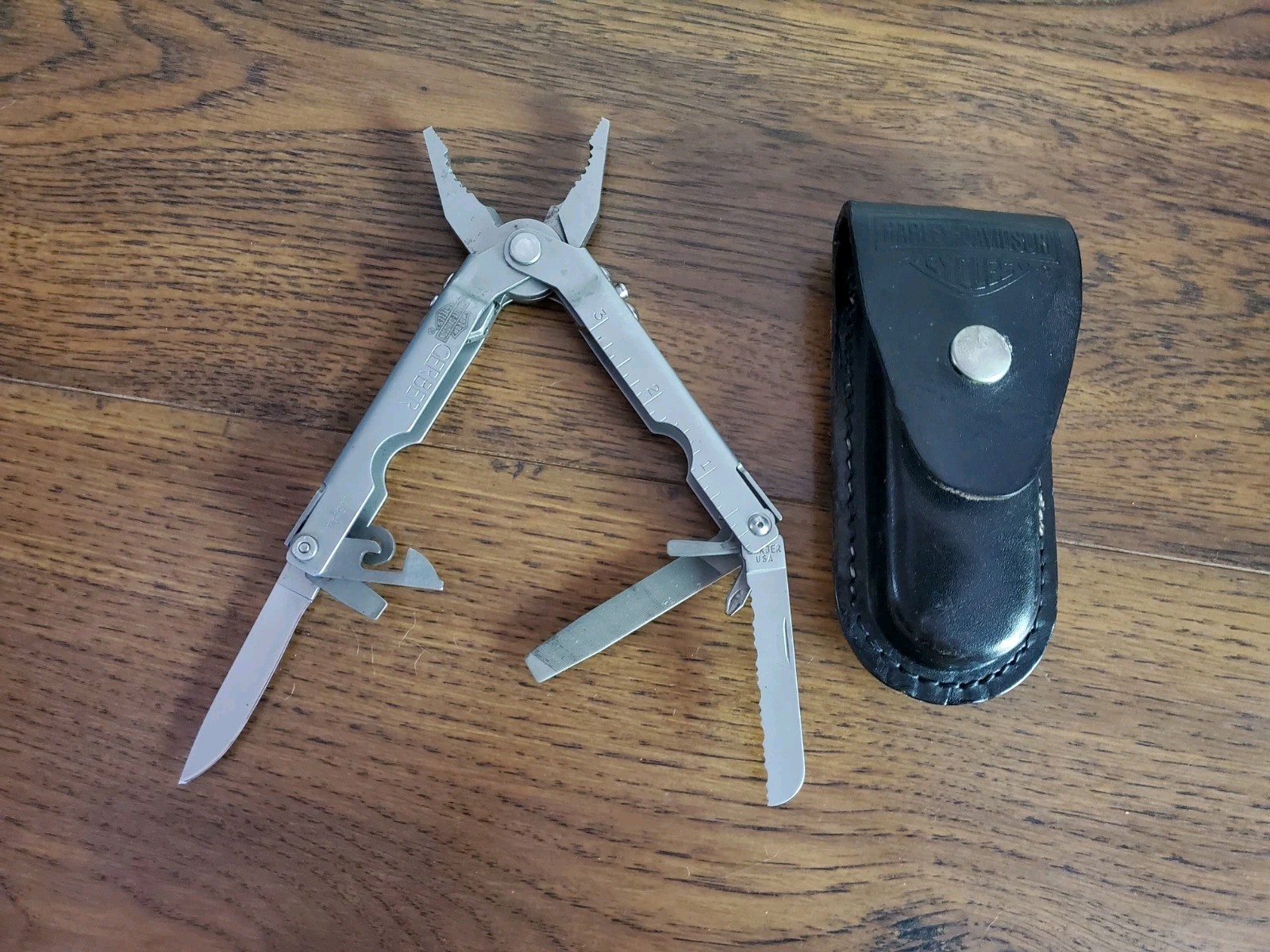 Gerber Multi Pocket Tool Vintage With Case Foldable Harley Davidson USA