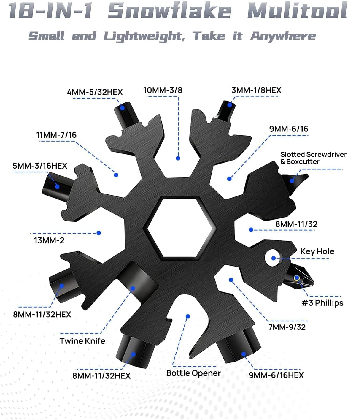 Stocking Stuffers for Men, 12 in 1 Multitool Hammer with 18 in 1Snowflake,All in