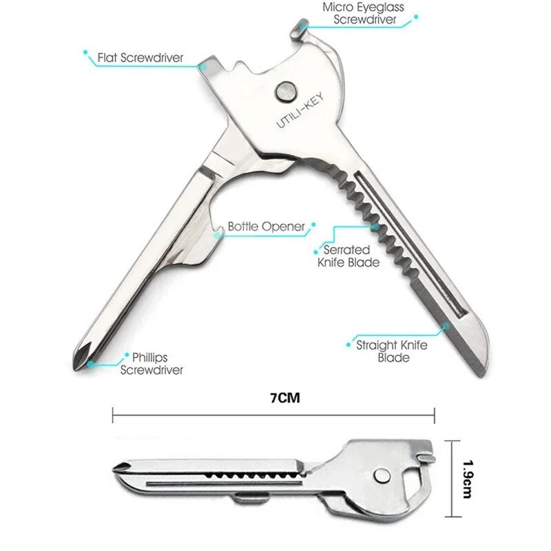 Utili-Key 6 In 1 Multi Tool Multipurpose Screwdriver pocket Outdoor Gadget Set