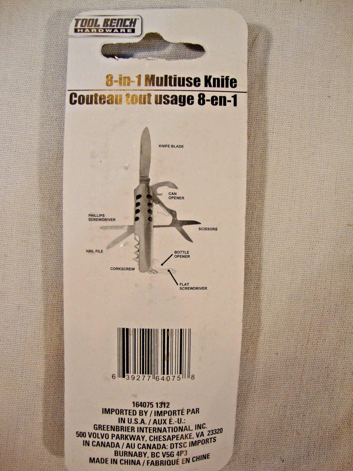 Tool Bench Hardware 8-In-1 Multiuse knife tool Can Opener Scissors Screwdriver