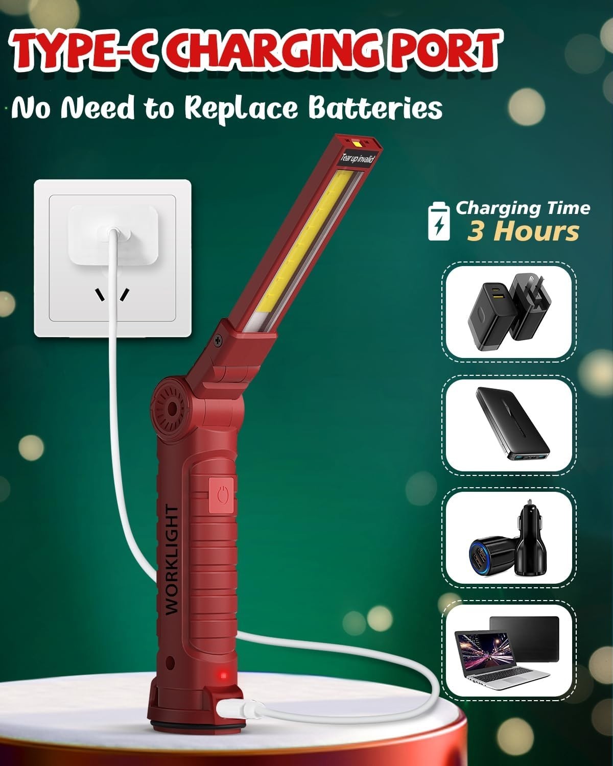 Rechargeable LED Work Lights 4 Pack with Magnetic Base 5 Modes for Men Dad