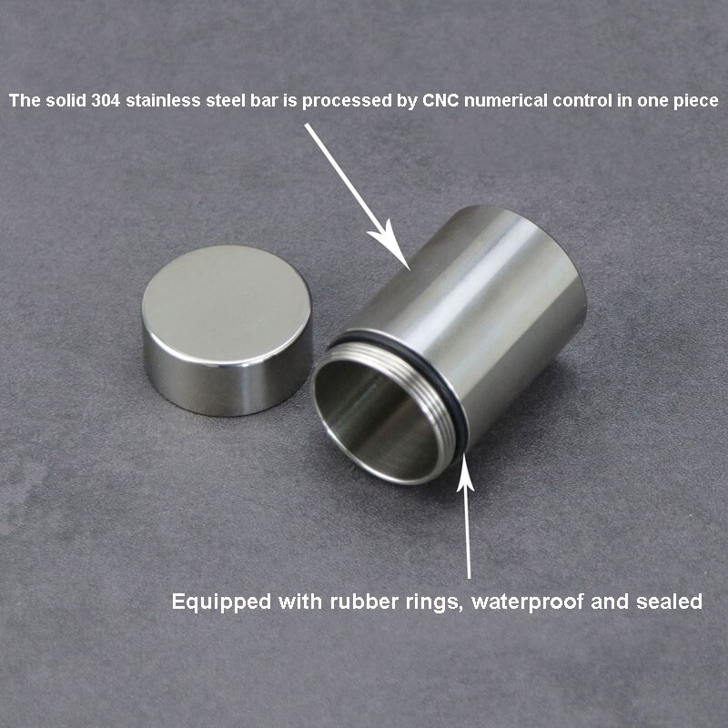 EDC 304 Stainless Steel Waterproof Pill Box Capsule Sealed Container Storage Box