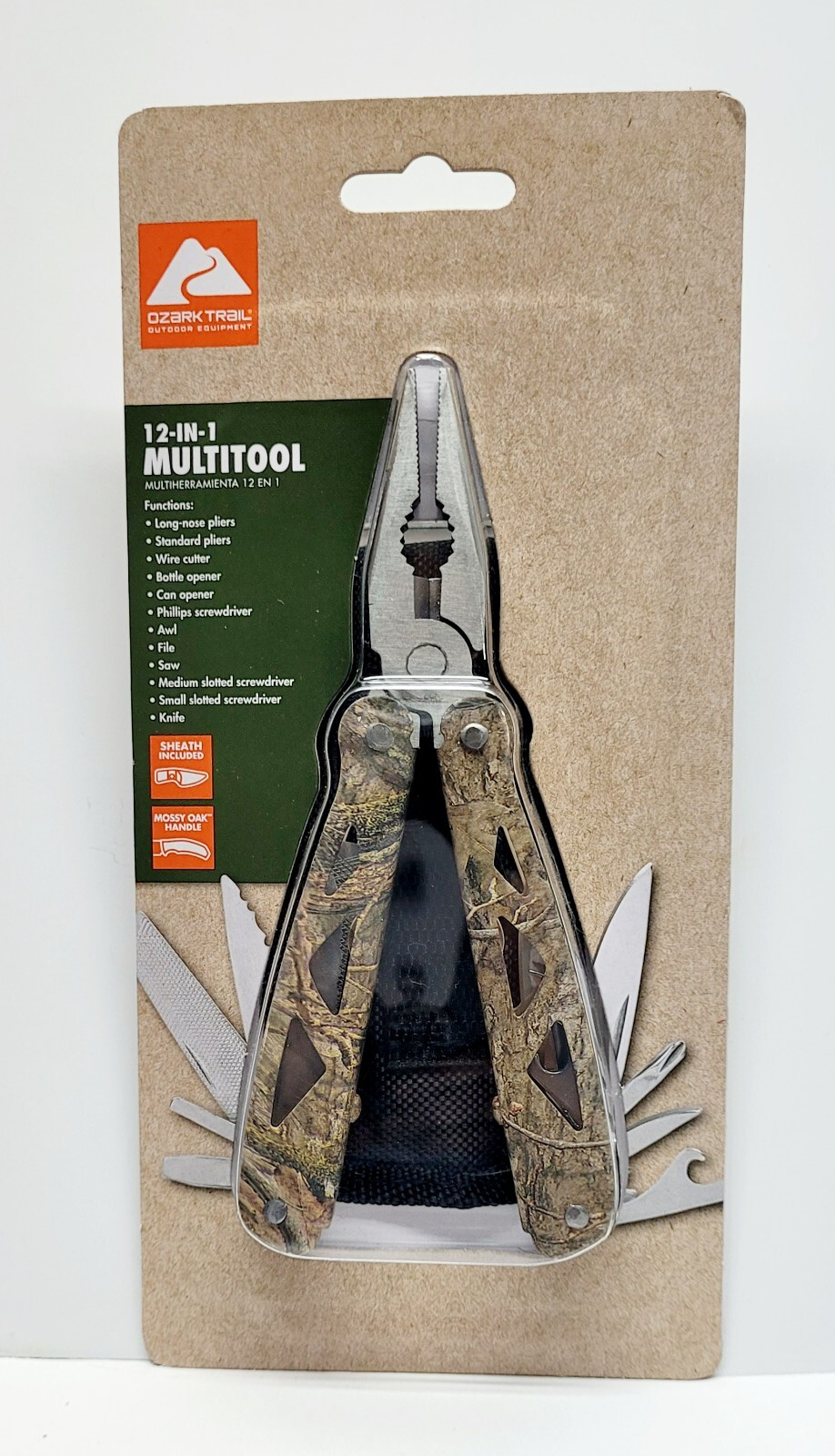 Ozark Trail 12-In-1 Multi Tool w/Sheath Hiking Outdoors Pocket Knife – Camo