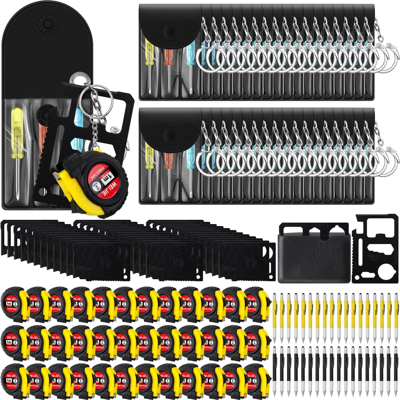 144 Pcs Mini Screwdriver Tape Keychain Set Multitool Pen Card Father’s Gifts …