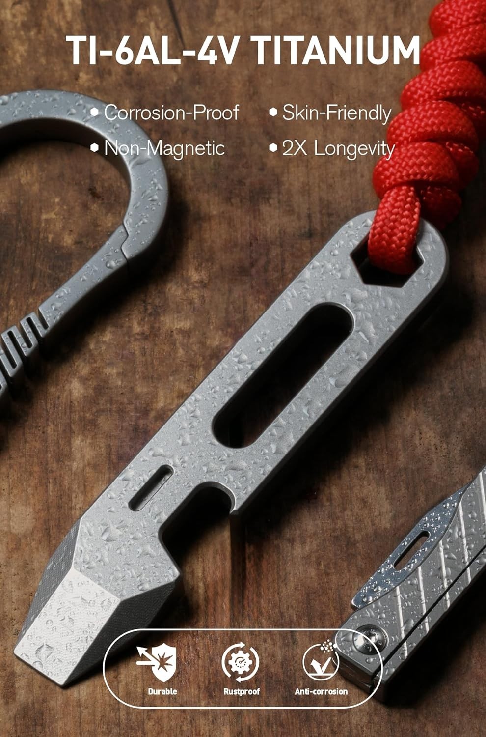 Titanium EDC Pry Bar Multitool, 4-in-1 Keychain Prybar Tool with Bottle Opene…
