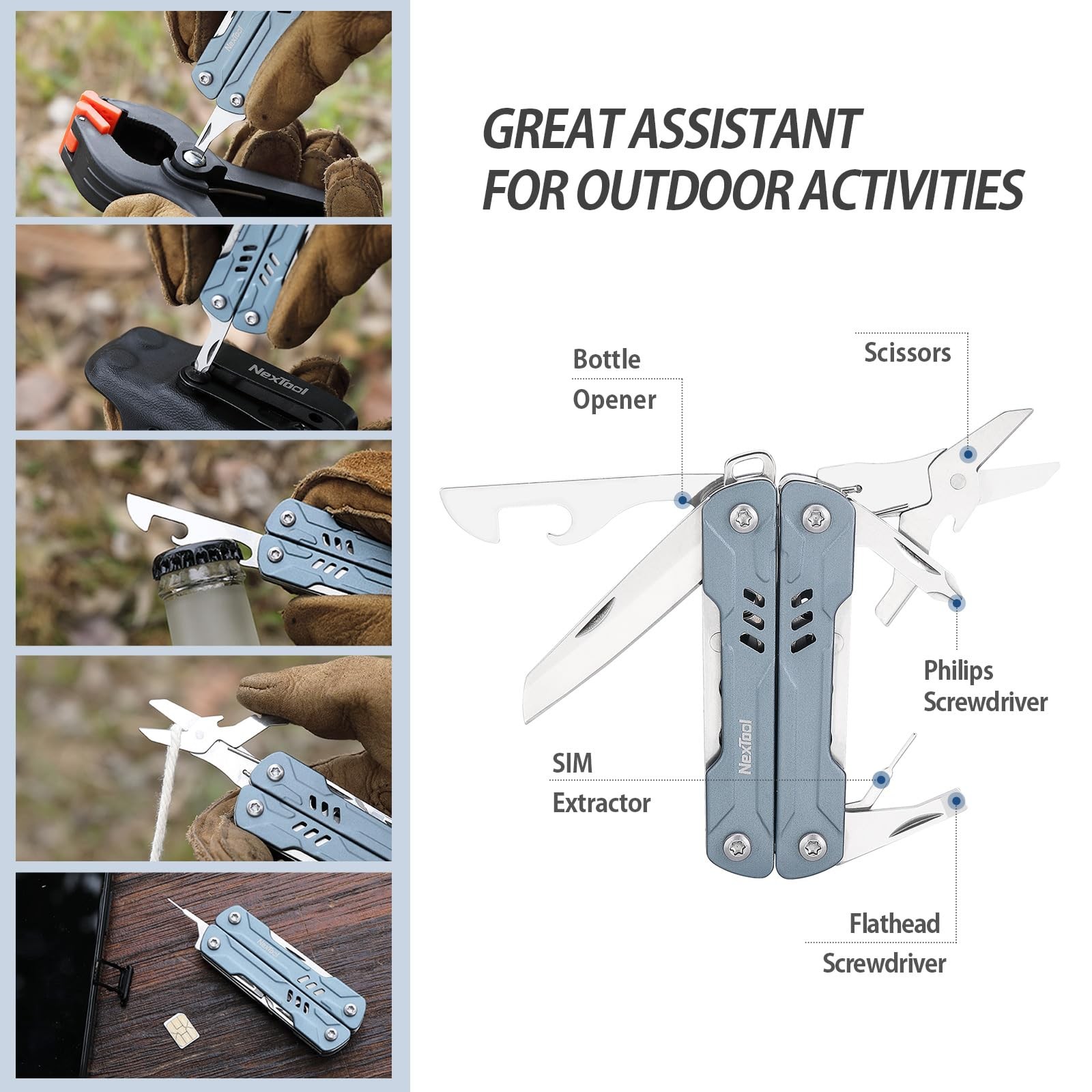 Mini Sailor S11 Keychain Multitool, 11-in-1 Compact EDC Pliers with Pocket , …