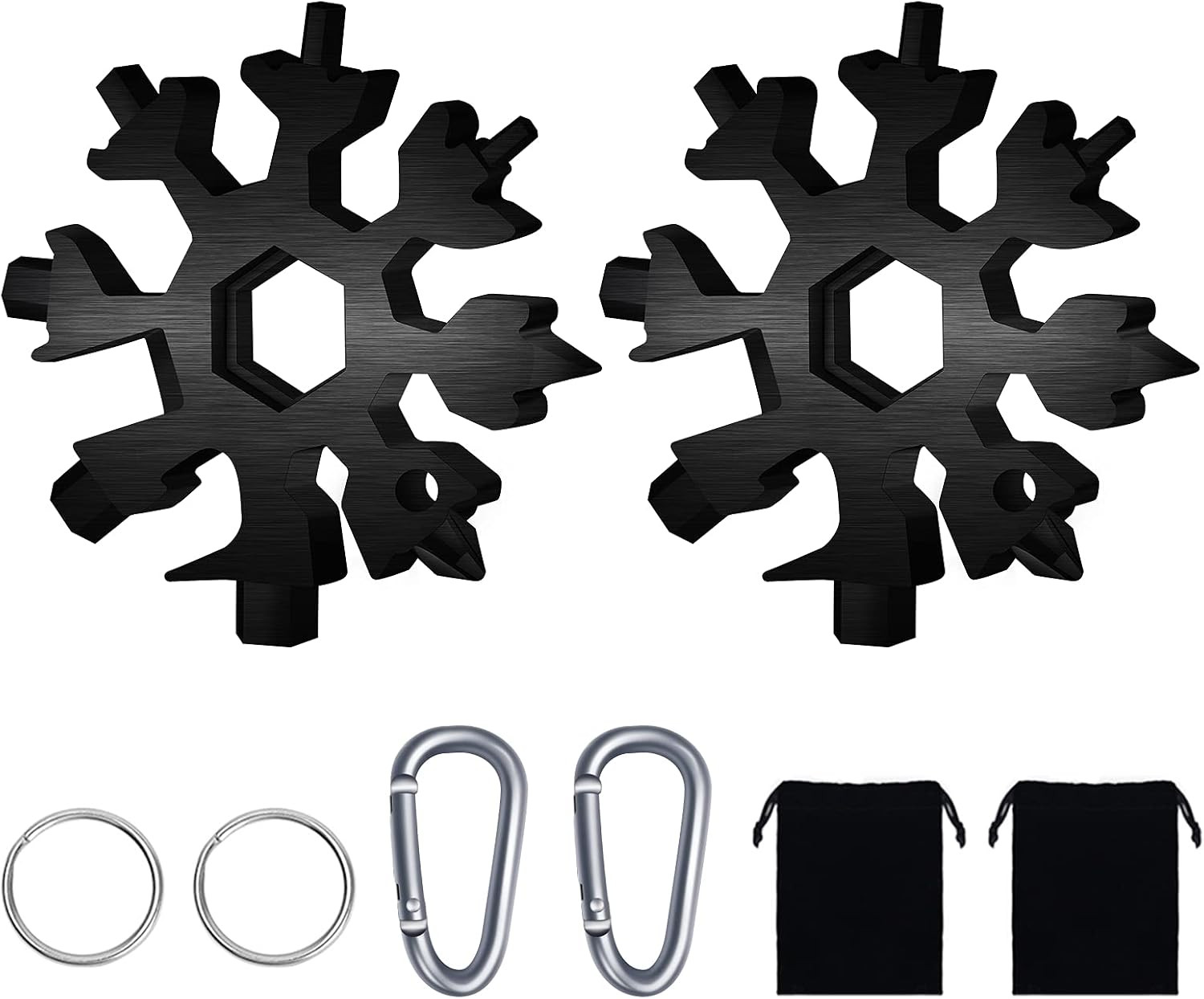18-In-1 Snowflake Multitool, 2 Pcs Stainless Steel Standard Multi-Tool with Key