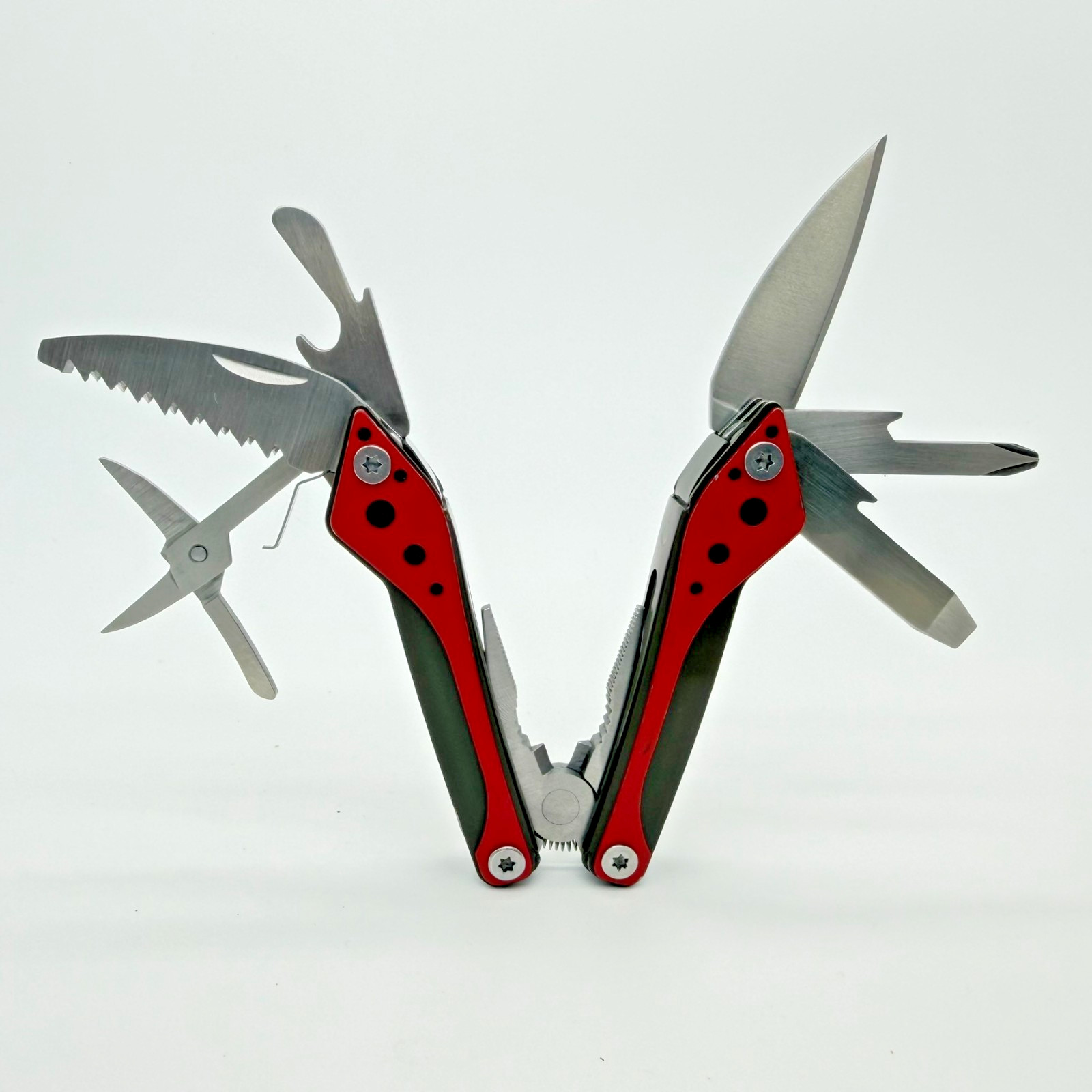 Cabela’s 8-in-1 Small Multi-Tool Red Stainless Steel Pliers Saw Scissors EDC
