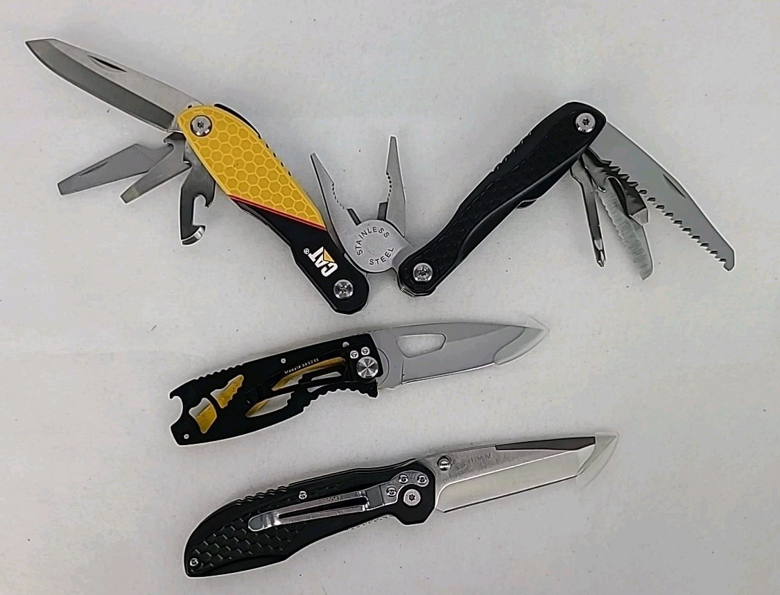LOT 3 Piece Set CAT 13-in-1 Multi-Tool and Pocket Knife and Razor Knife NWOB