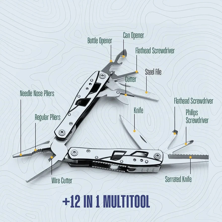 Hayvenhurst 12-in-1 Multitool Pliers Pocket Tool Knife Camping Survival EDC