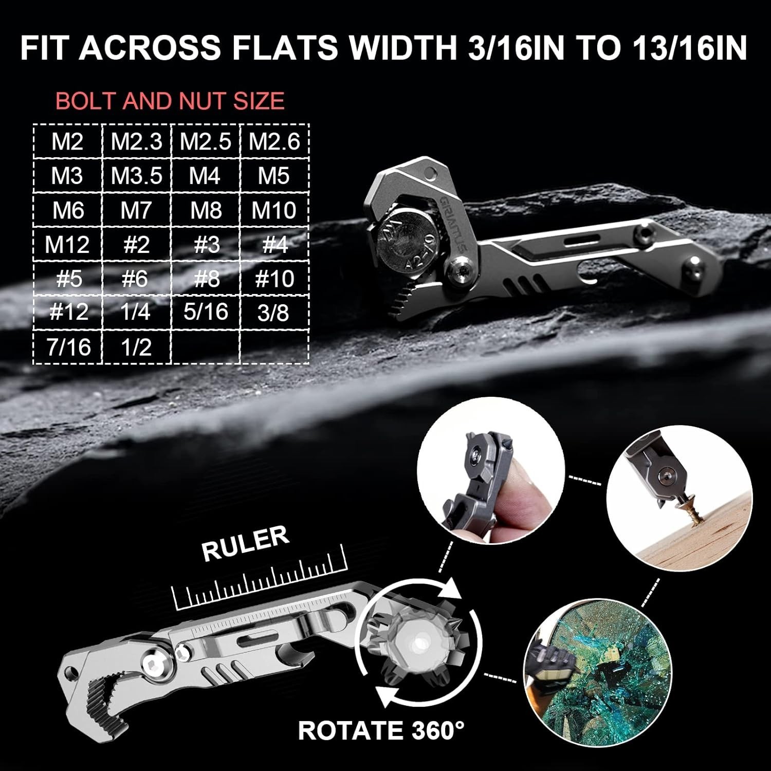 Versatile 7-in-1 EDC Pocket Tool: Knife, Screwdriver, Window Breaker in Silver