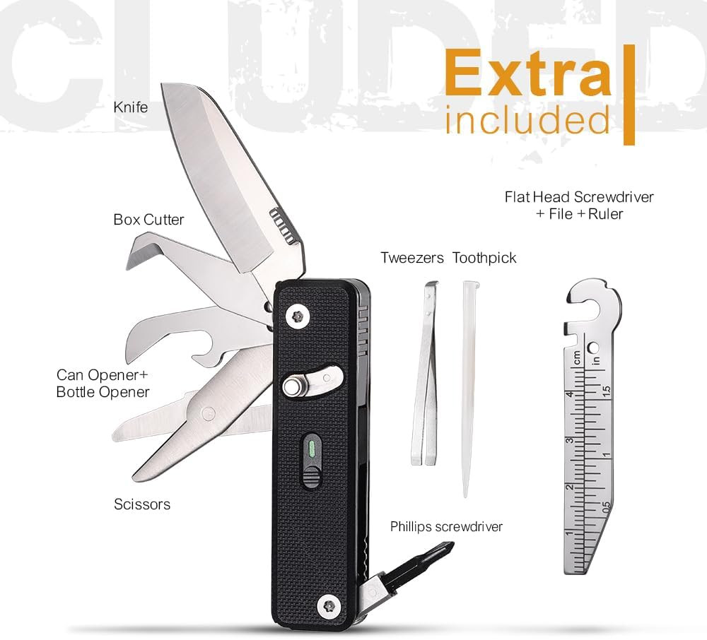 ROXON S504G Mini Flex Companion-7 in 1 Multitool EDC Pocket Knife with G10 Handl
