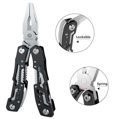 14-in-1 Stainless Steel Multitool Pliers with Safety Lock, Pocket Knife & Sheath