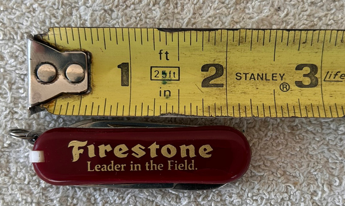Vintage Army Knife Multi Tool With Case Firestone Charlie Case Tires Small 2.25″