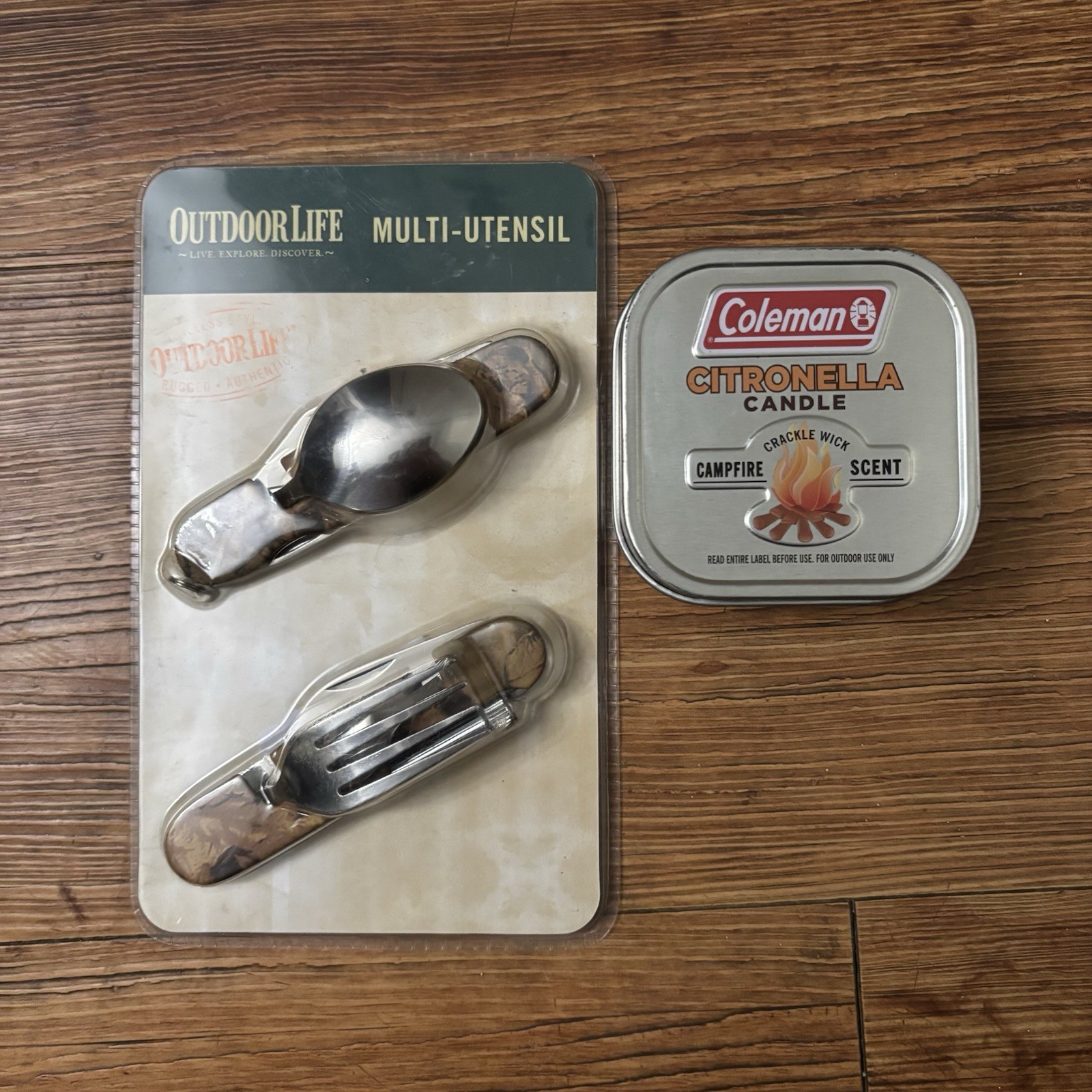 Outdoor Life Camo Multi-Utensil & Coleman Citronella Candle Brand New Camping