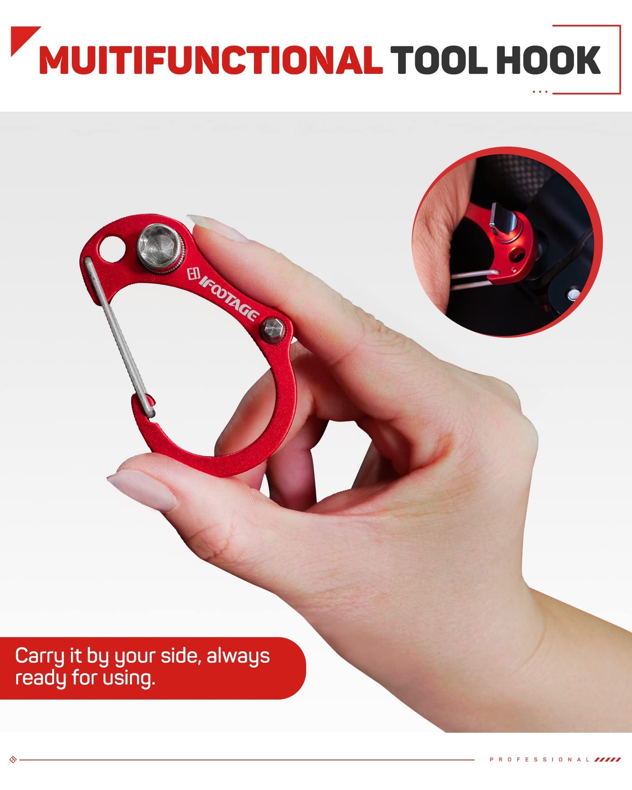 Tool Hook Red, Multifunctional 3-in-1 Hex Tool with 4mm Hex Wrench, Handy 7mm…