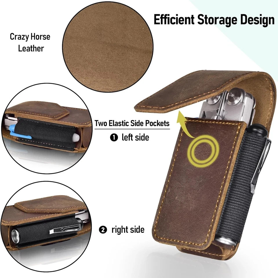 Leather Multitool Sheath Compatible with Leatherman Wave plus Wingman Surge Reba