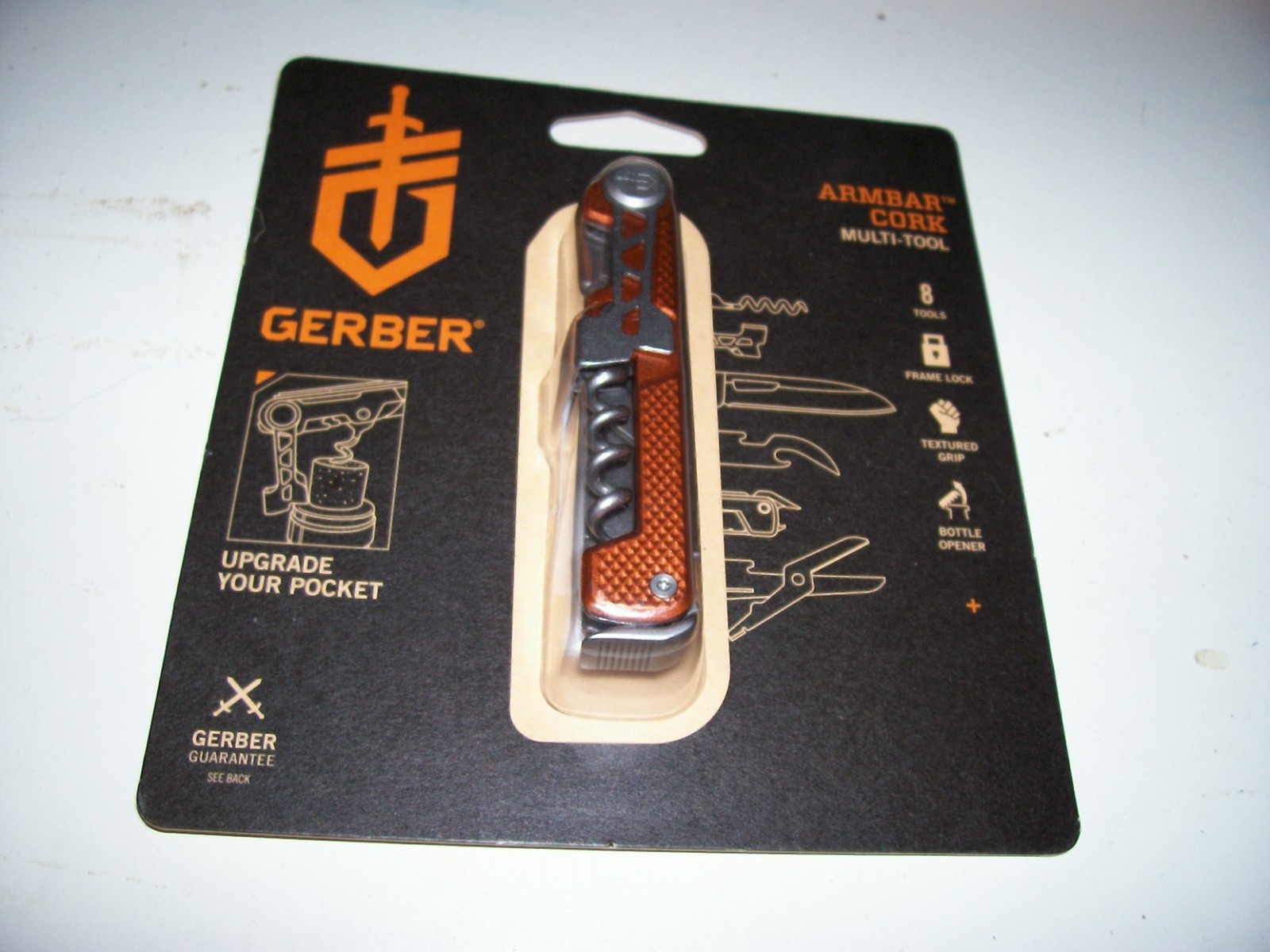 Gerber Armbar Cork Multi-Tool 8-in-1 Orange Aluminum Frame Lock 2.5″ Blade
