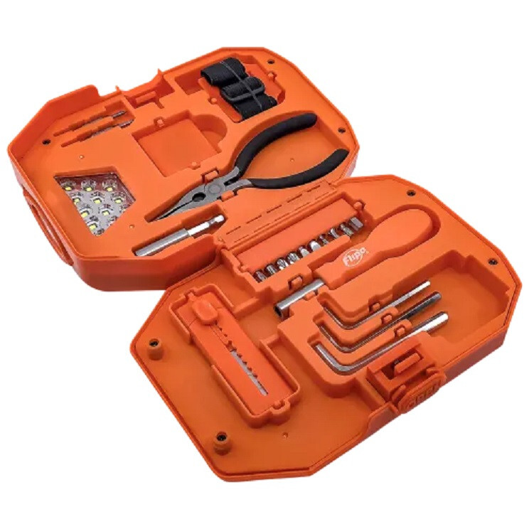 Flipo 24-Piece Tool Pod Tool Set With LED Dual Use Work Light & Headlamp