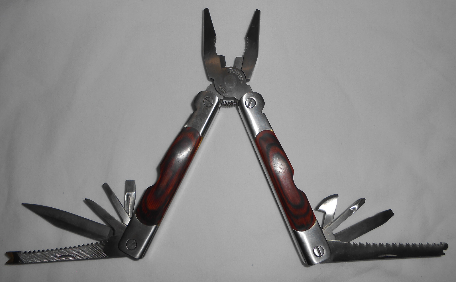 Sheffield 12-In-1 Multi Tool w/ Hardwood Handle Pliers Knife Blades Screwdrivers