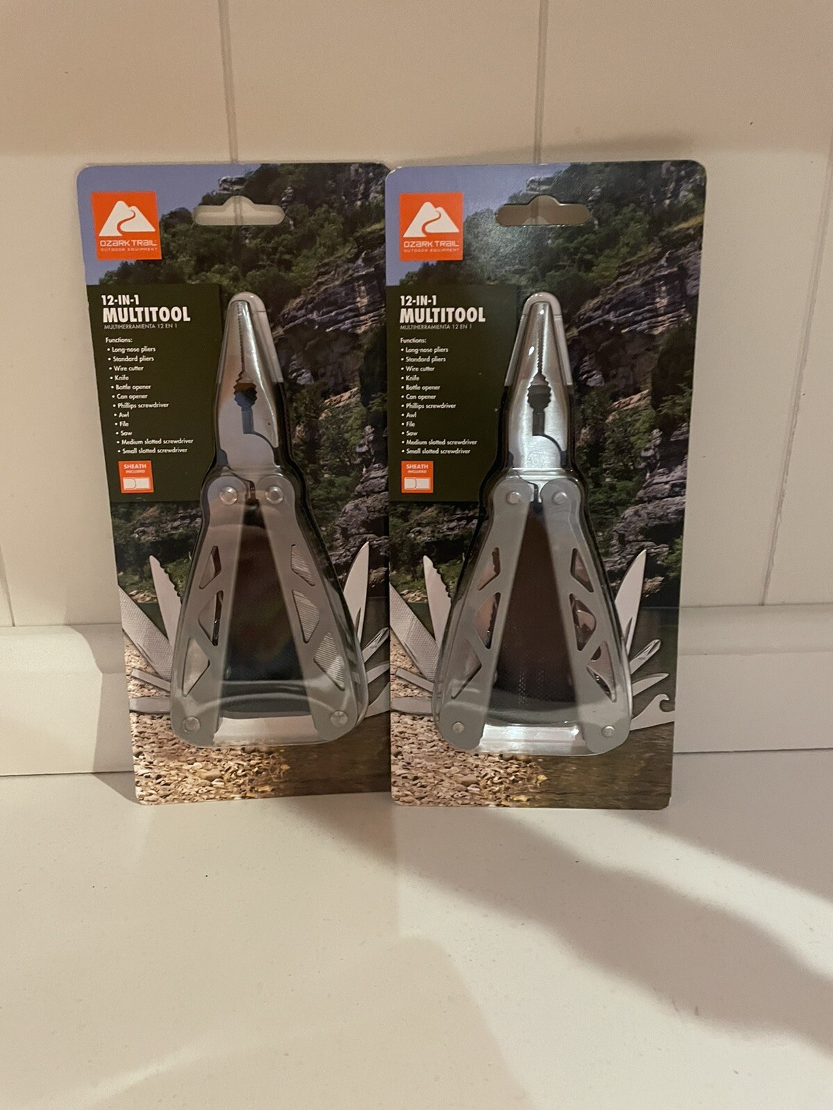 Ozark Trail 12-In-1 Multi-Tool Screwdriver Knife Pliers Saw w/ Sheath, New X2