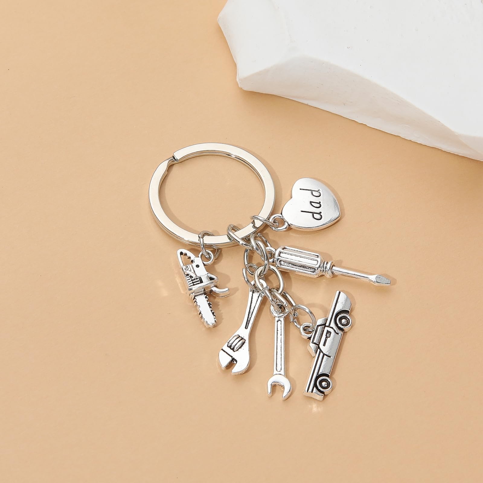 20PCS Dad’s Keychain with Wrench Charm Hammer Charm Screwdriver Charm and Pli…