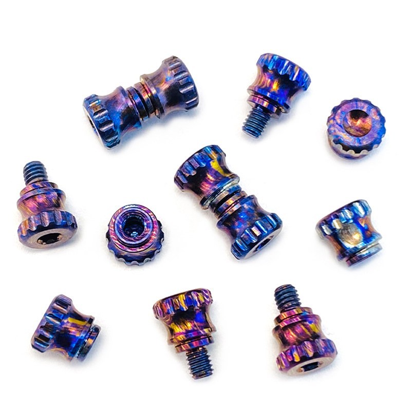 Timascus Thumb Stud and Pivot Screw Set Damascus Style CNC DIY Knife Parts