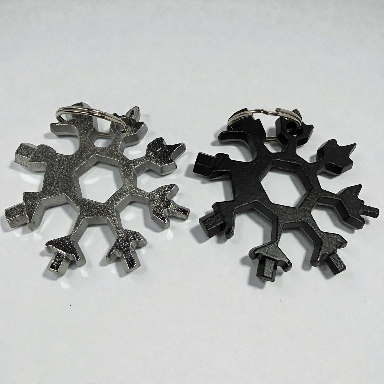 2 Pk 18-in-1 Snowflake Multi-Tool Stainless Steel Portable Screwdriver Keychain