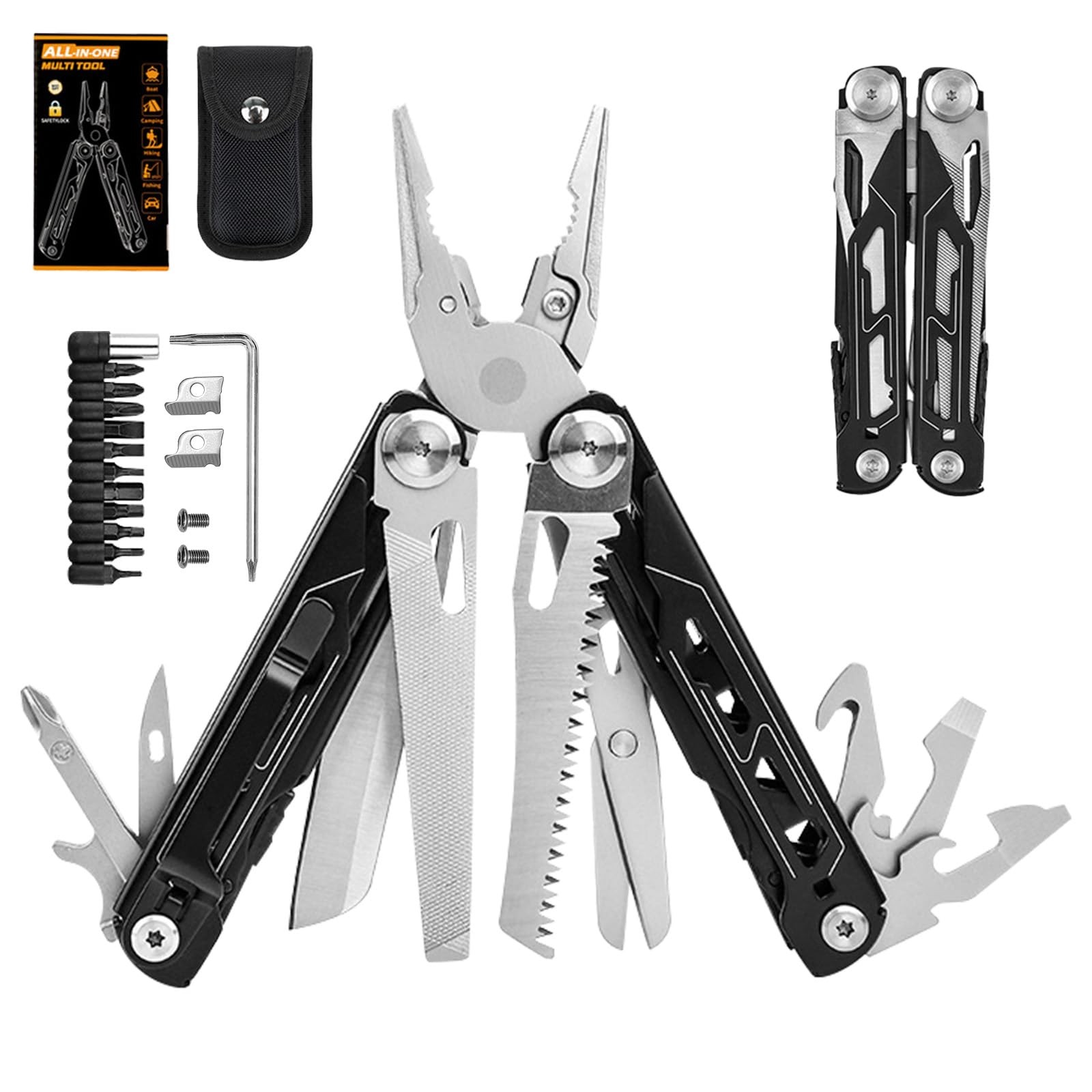 28-in-1 Multitool Pliers with Scissors,Saw, Screwdrivers,Rope Cutters,Can Ope…