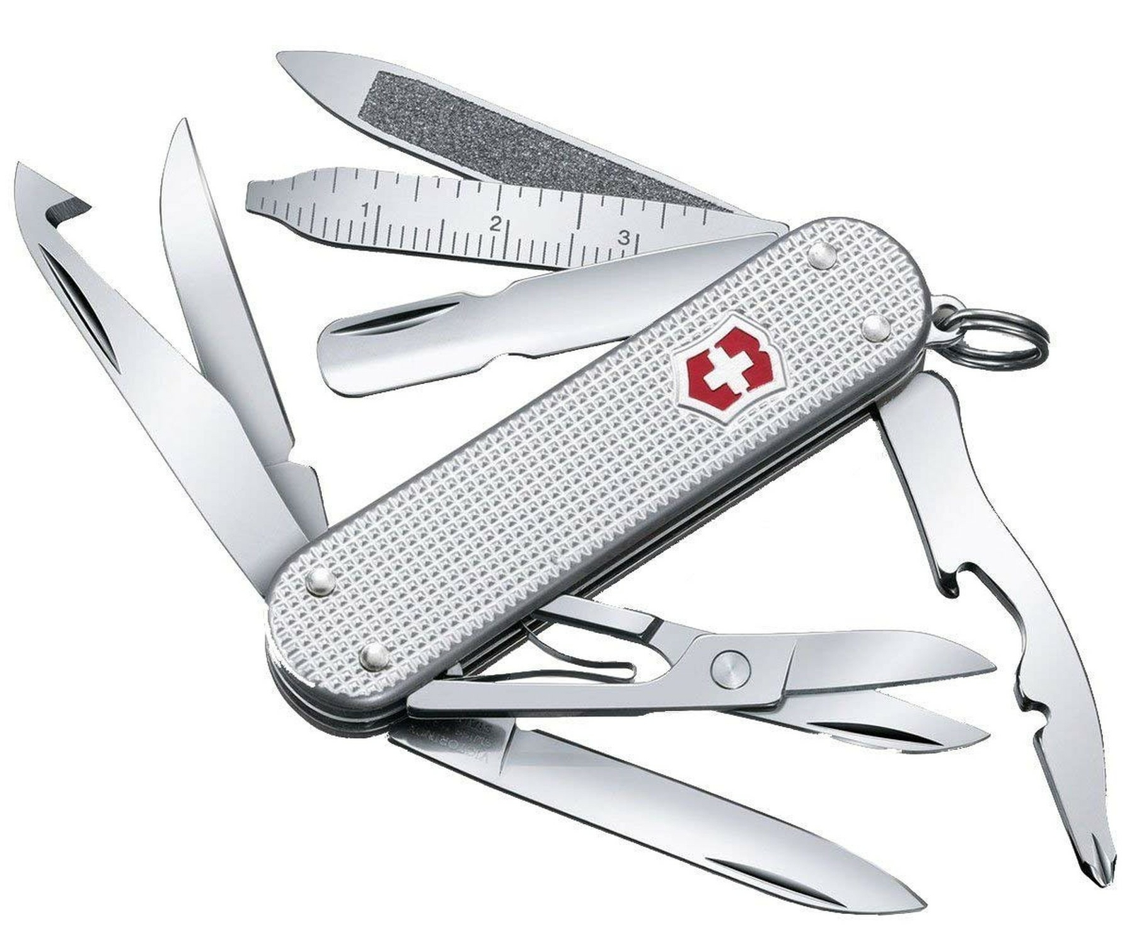 Victorinox Mini Champ Silver Alox – Swiss Army Pocket Knife 58 mm – 14 Tools