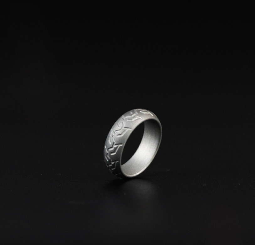 TC4 Titanium Alloy Tire pattern Finger Ring Necklace Pendant bead Decorative EDC