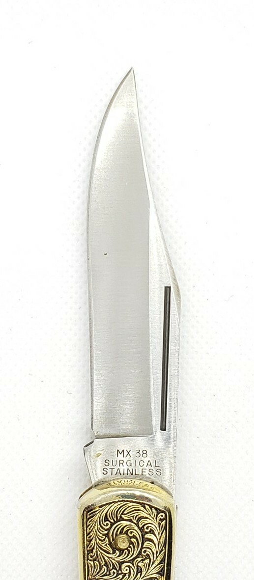 Maxam MX38 Lockback Knife w/ Brass and Rubberized Handle / 4.25″ Closed / Japan