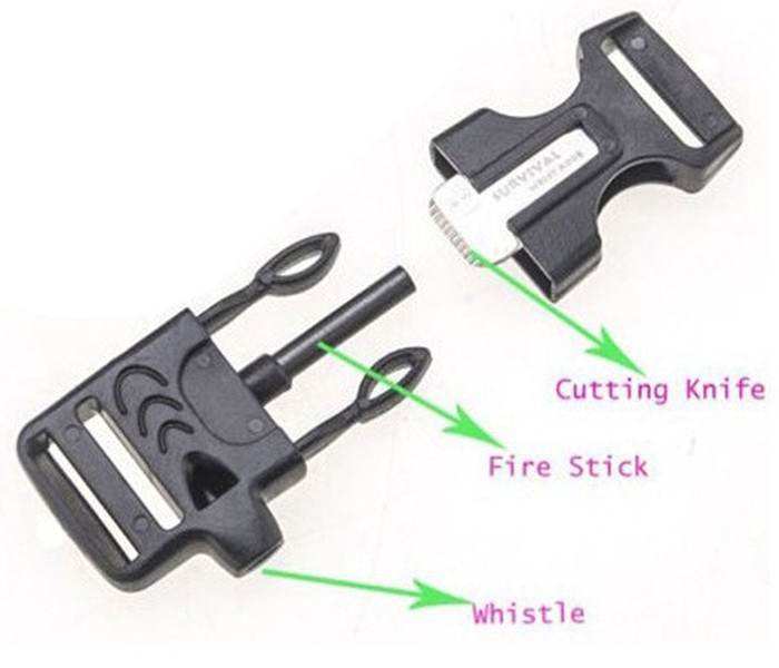 Survival Bracelet Flint Knife Whistle Compass Scraper Paracord Outdoor Camping