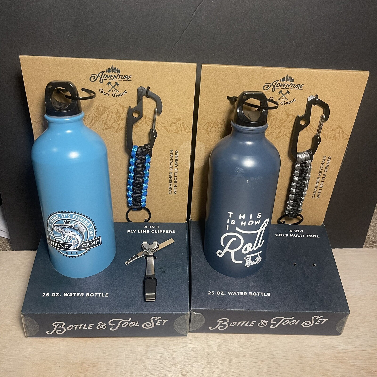 Adventure Water Bottle & Fishing Tool Set . Missing One Tool Pictured 2x🔥