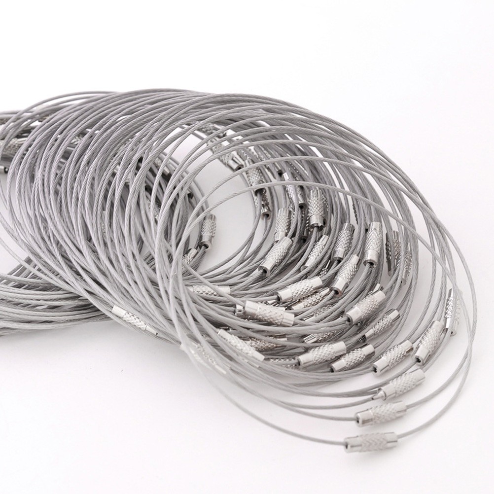 24 Pcs Stainless Steel Wire Keychains Heavy Duty Wire Chains Key Rings