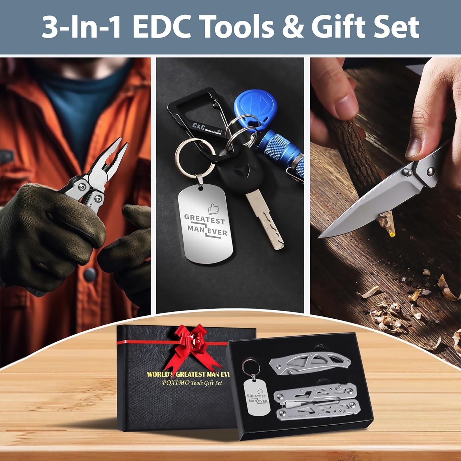Multitools Gift Set Men 14-in-1 Multi-tool Pliers & Folding Knife Set W/