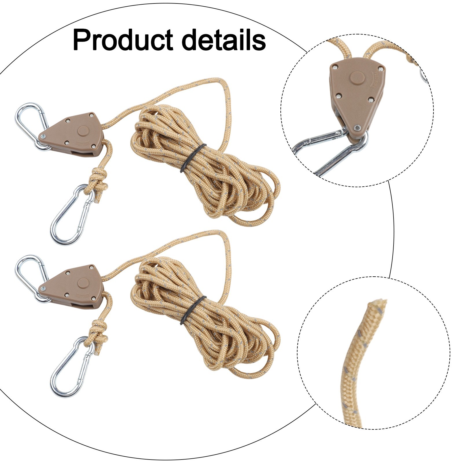 Outdoor Pulley Adjustable Rope Hanger Indoor Tasks 2 Bearing Buckles Included
