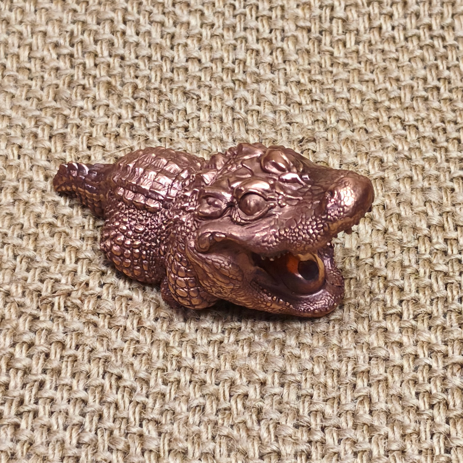 Purple copper Alligator Crocodile Gator ornament Solid handcraft statue reptile