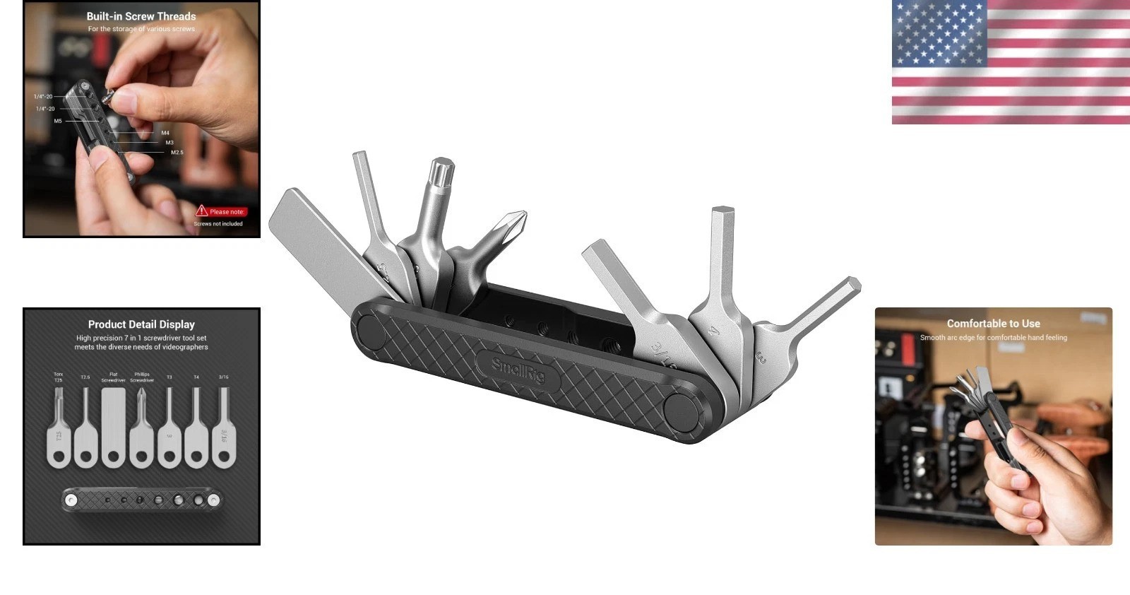 7-in-1 Folding Multi-Tool Set for Photographers – Compact & Portable