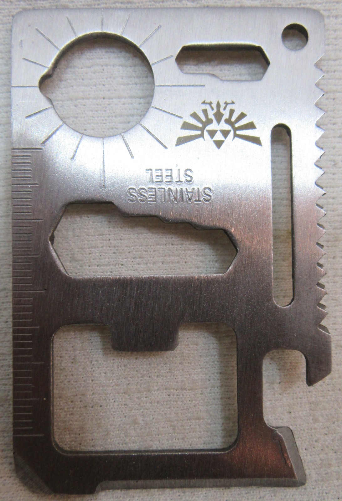 LORJE 11 in 1 Pocket Survival Credit Card Multi-Tool W/ Hylian Shield logo