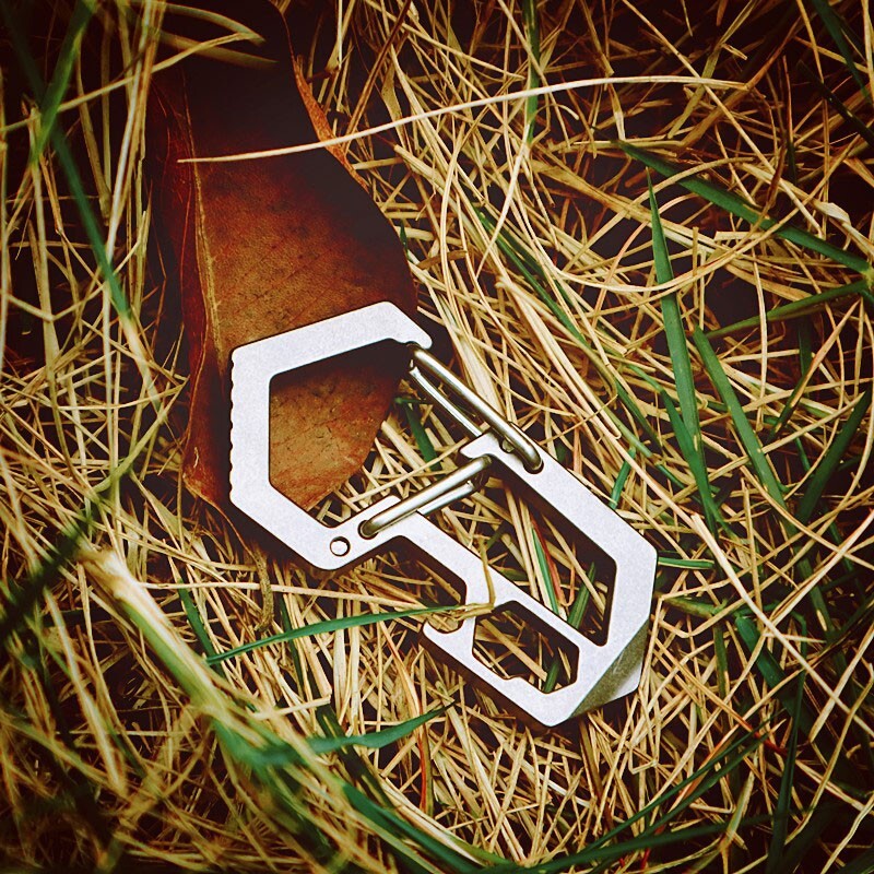 EDC Titanium Alloy Multi Tools Keychain Carabiner Bottle Opener Crowbar Tool