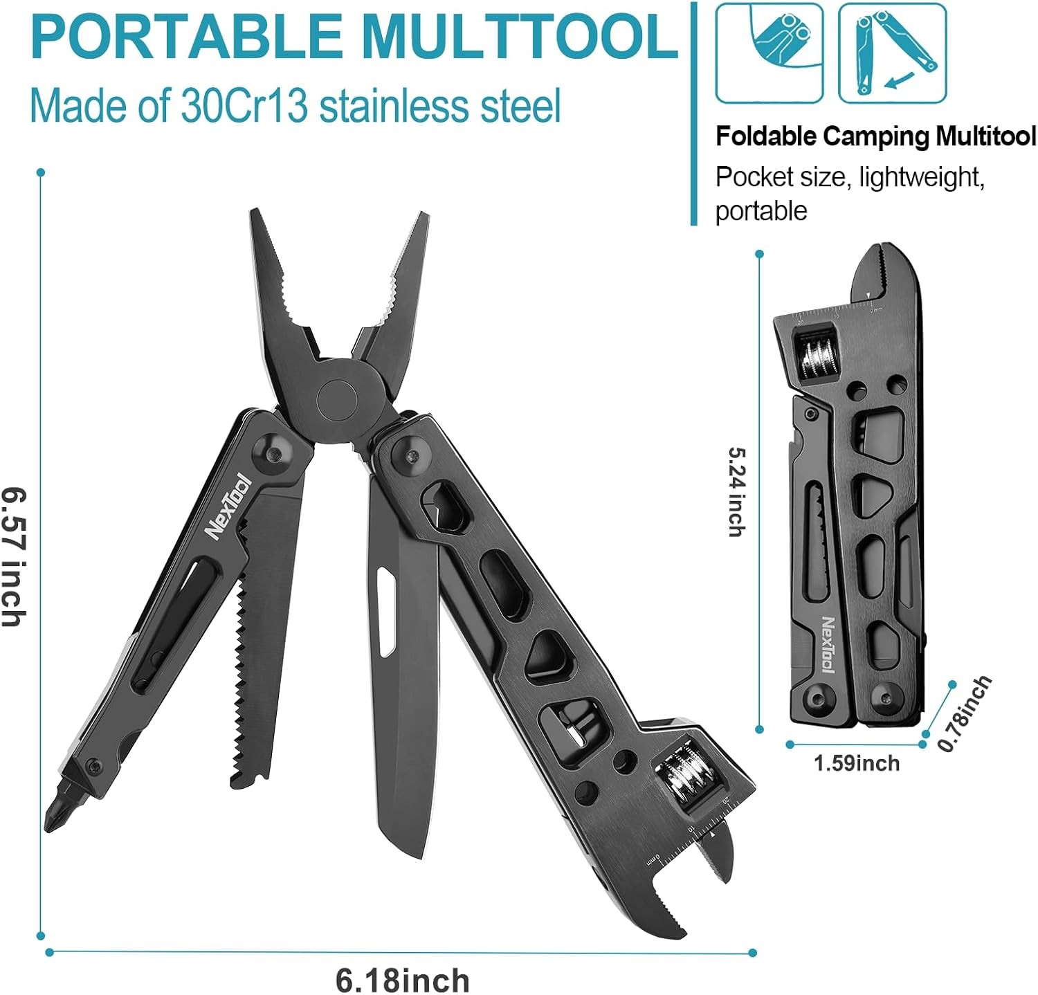 Adjustable Wrench Multitool 9 in 1 Multi Tool W/ Multitool Pliers Adjustable
