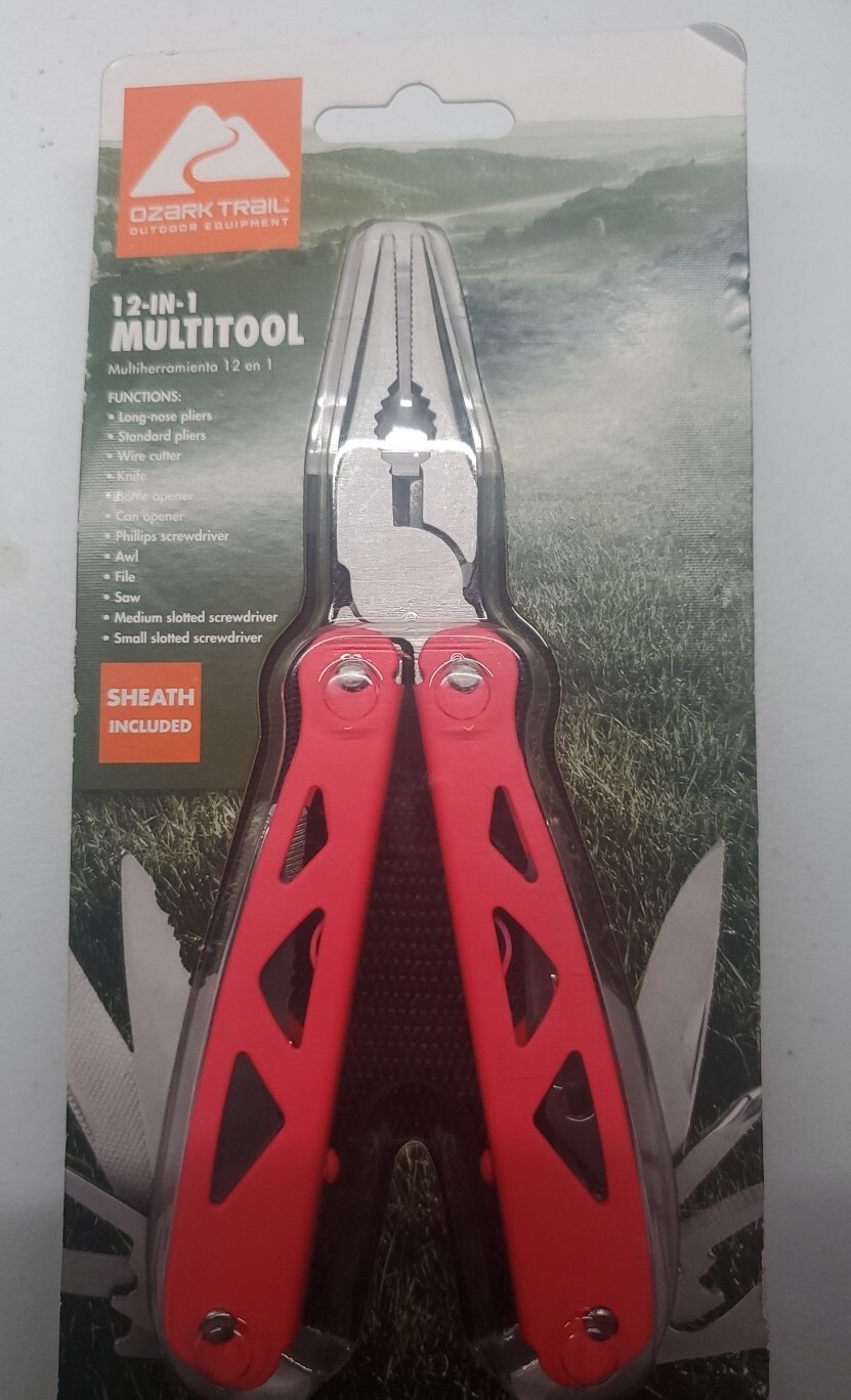 OZARK TRAIL 12-IN-1 Pink MULTITOOL Includes Bonus Sheath Camping Auto Survival